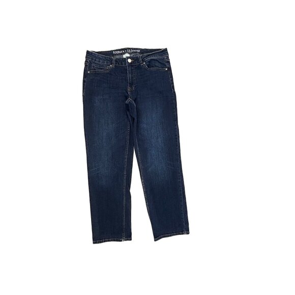 Roebuck & Co Sears Kmart Straight Crop Women's size 12 Dark Blue Denim Jeans - Picture 1 of 3
